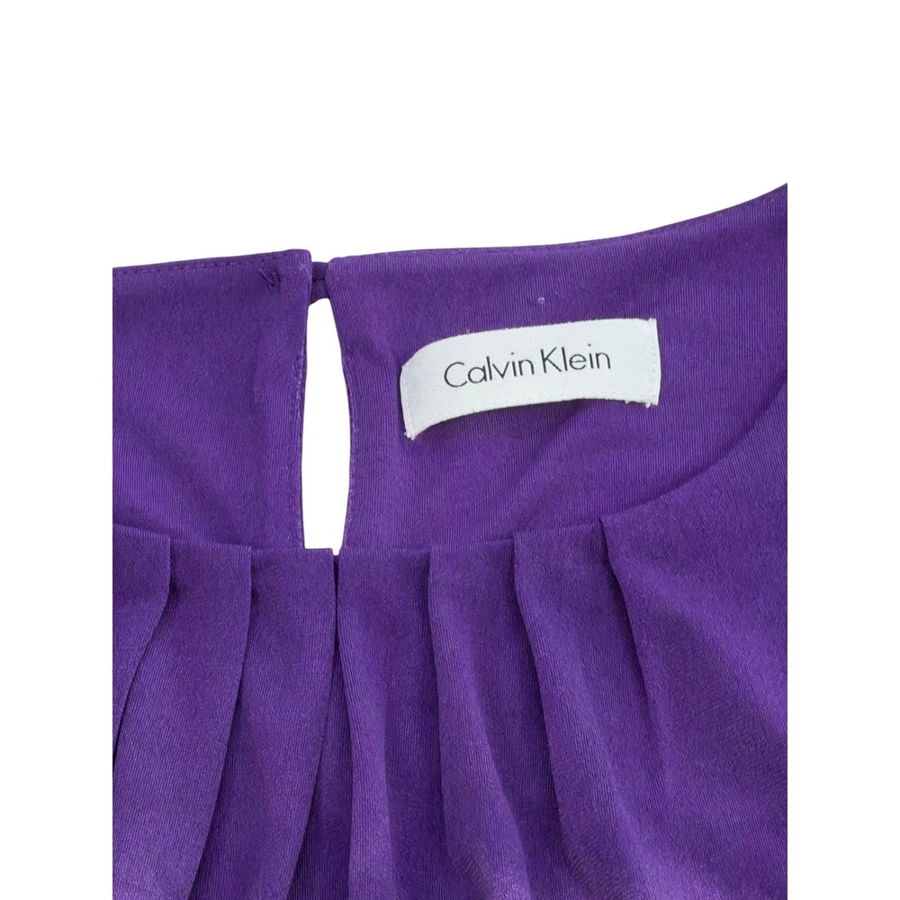 Calvin Klein Purple Ombre Leopard Print Pleated Shell Top Women's Large - Picture 4 of 6